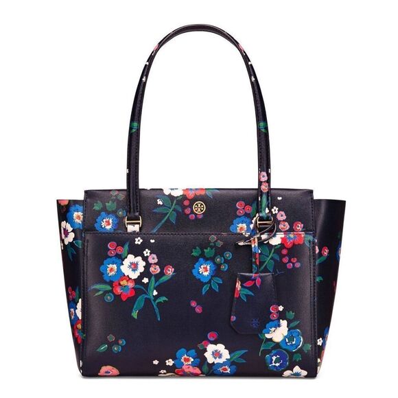 Tory Burch Parker Floral Large Tote Bag Navy - Picture 1 of 16